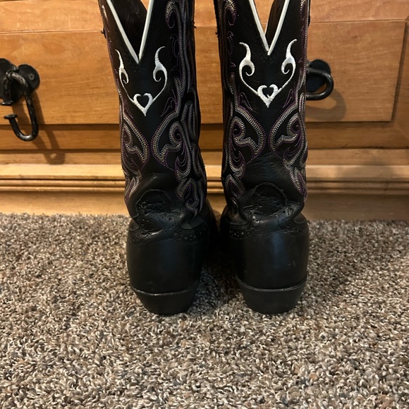 Justin Black and Purple Western Boots - Picture 4 of 7